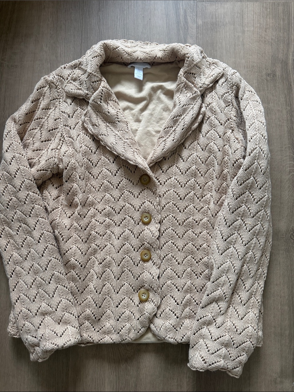 Charter club Beige Open-Knit Button Front Cardigan